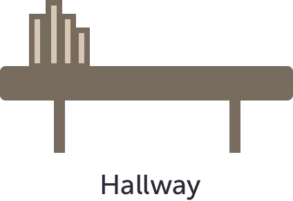 line drawing of a low table with books on it